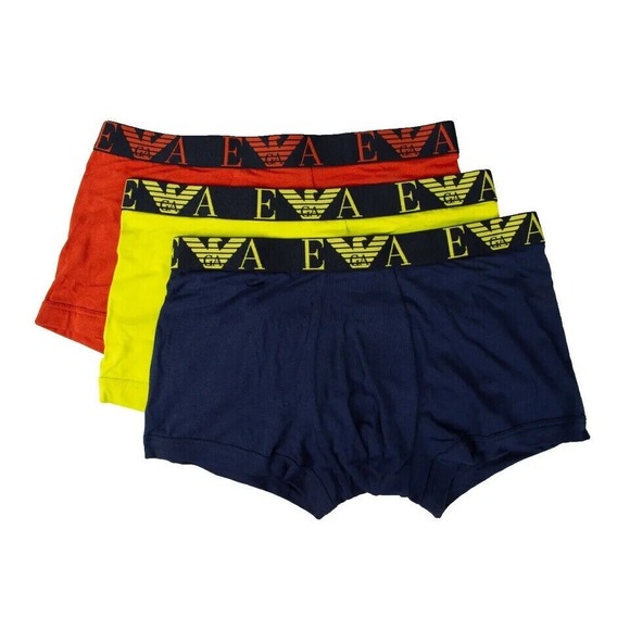 Emporio Armani Mens Small Trunk Boxer Brief Stretch Cotton Logo Band 3 Pack New - Picture 2 of 8